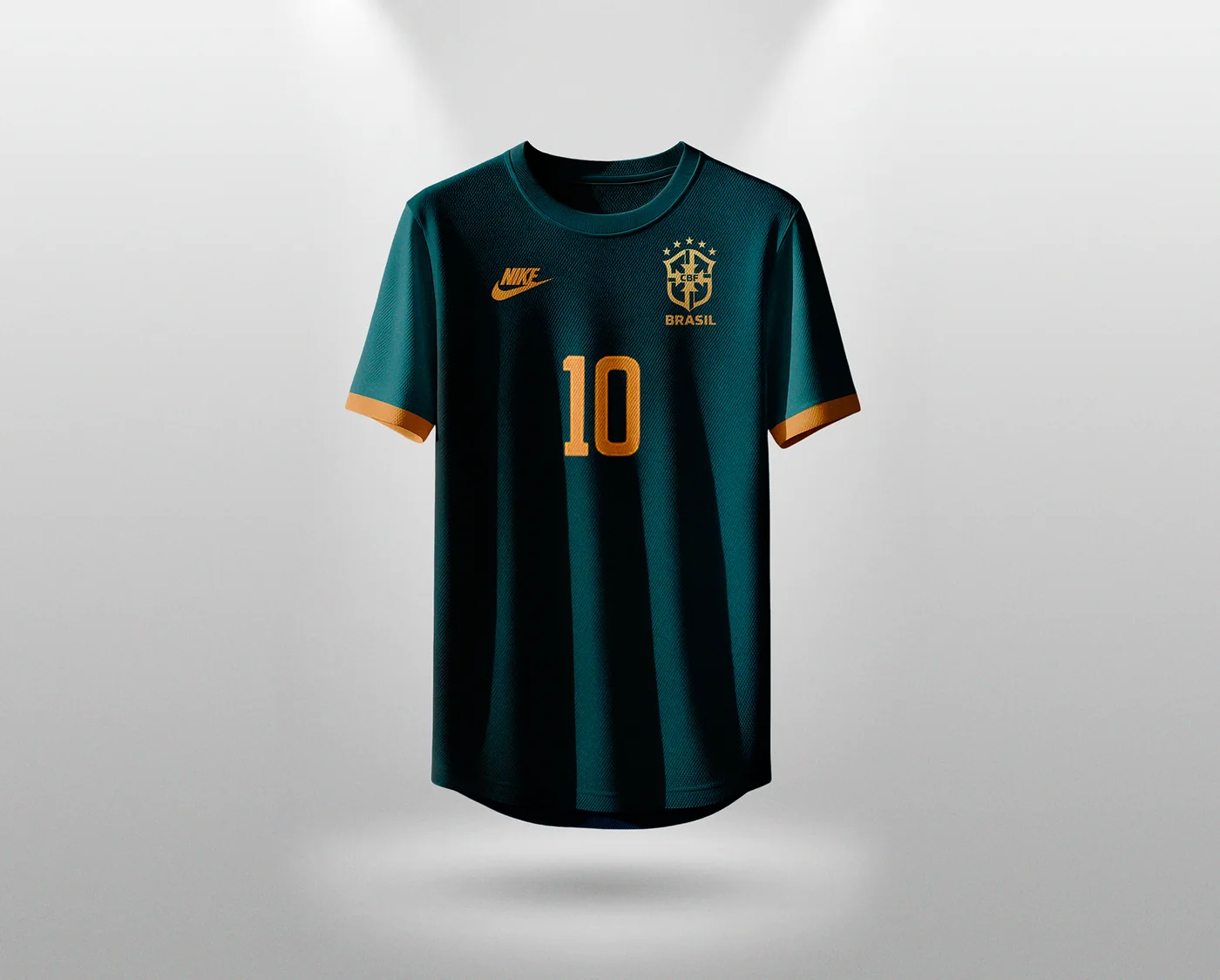 Camisa reserva conceitual em verde petróleo sobre fundo claro