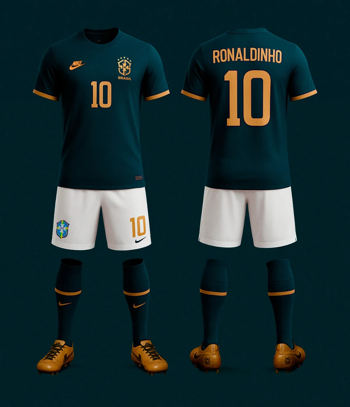 Kit completo frente e costas com camisa, short e meião