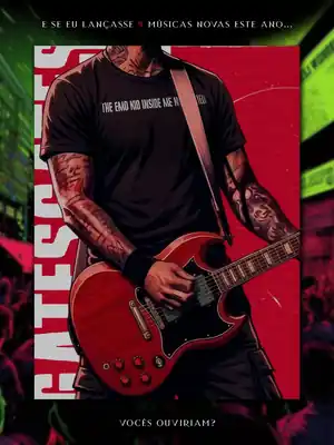 E se ele lançasse quatro músicas, peça de Key art por Vitor Gates